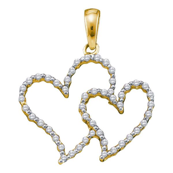 Round Diamond Heart Pendant 1/6 Cttw 10KT Yellow Gold
