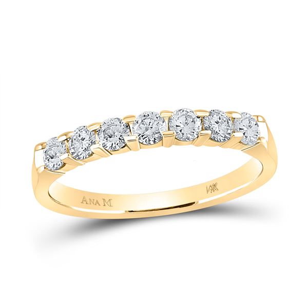Round Diamond Wedding Single Row Band 1/2 Cttw 14KT Yellow Gold