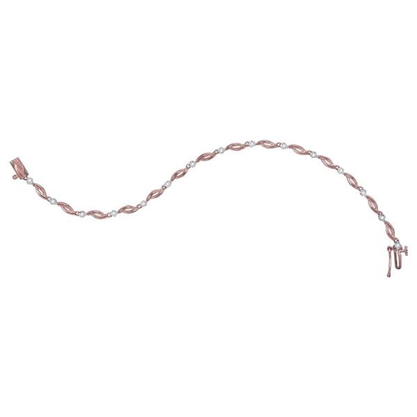 Round Diamond Twist Link Bracelet 1/4 Cttw 10KT Rose Gold