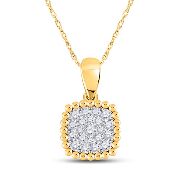 Round Diamond Square Pendant 1/6 Cttw 10KT Yellow Gold