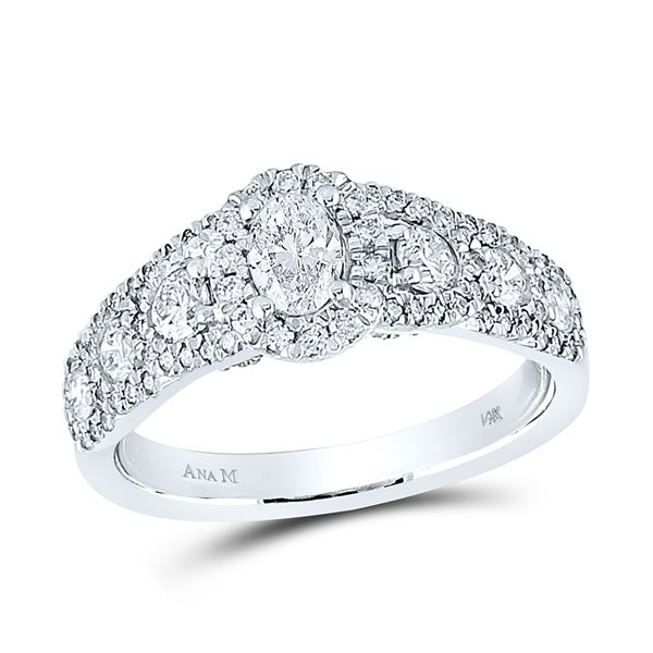 Halo Bridal Wedding Engagement Ring 1-1/5 Cttw 14KT White Gold