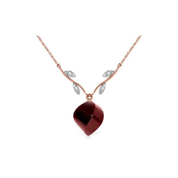 Genuine 15.27 ctw Ruby & Diamond Necklace 14KT Rose Gold - REF-46R7P