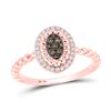 Image 1 : Round Brown Diamond Oval Ring 1/5 Cttw 10KT Rose Gold