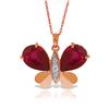 Image 1 : Genuine 10.60 ctw Ruby & Diamond Necklace 14KT Rose Gold - REF-181W9Y