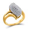 Image 1 : Round Diamond Oval Cluster Ring 3/8 Cttw 10KT Yellow Gold