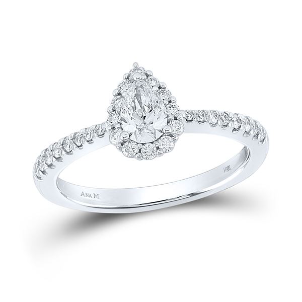 Halo Bridal Wedding Engagement Ring 3/4 Cttw 14KT White Gold