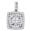 Image 1 : Princess Diamond Square Cluster Pendant 1/3 Cttw 14KT White Gold
