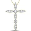 Image 1 : Round Diamond Geometric Cross Pendant 1/10 Cttw 14KT Yellow Gold