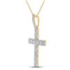 Image 2 : Round Diamond Cross Charm Pendant 1-1/5 Cttw 10KT Yellow Gold