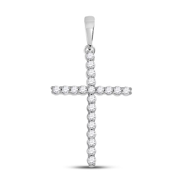 Round Diamond Cross Pendant 1/5 Cttw 10KT White Gold