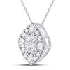 Image 2 : Princess Diamond Offset Square Cluster Pendant 1/2 Cttw 14KT White Gold