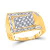 Image 1 : Round Diamond Arched Rectangle Cluster Ring 1/3 Cttw 10KT Yellow Gold