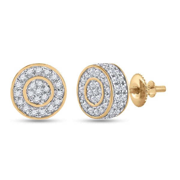 Round Diamond Cluster Earrings 1/2 Cttw 10KT Yellow Gold