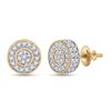 Image 1 : Round Diamond Cluster Earrings 1/2 Cttw 10KT Yellow Gold