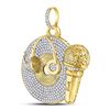 Image 2 : Round Diamond Recording Artist Mic Record Charm Pendant 3 Cttw 10KT Yellow Gold