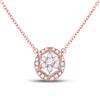 Image 1 : Round Diamond Floral Cluster Necklace 1/3 Cttw 14KT Rose Gold