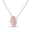 Image 2 : Round Diamond Floral Cluster Necklace 1/3 Cttw 14KT Rose Gold
