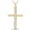 Image 1 : Round Diamond Cross Charm Pendant 1/6 Cttw 10KT Yellow Gold