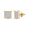Image 1 : Round Diamond Square Earrings 1/6 Cttw 10KT Yellow Gold