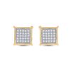 Image 2 : Round Diamond Square Earrings 1/6 Cttw 10KT Yellow Gold