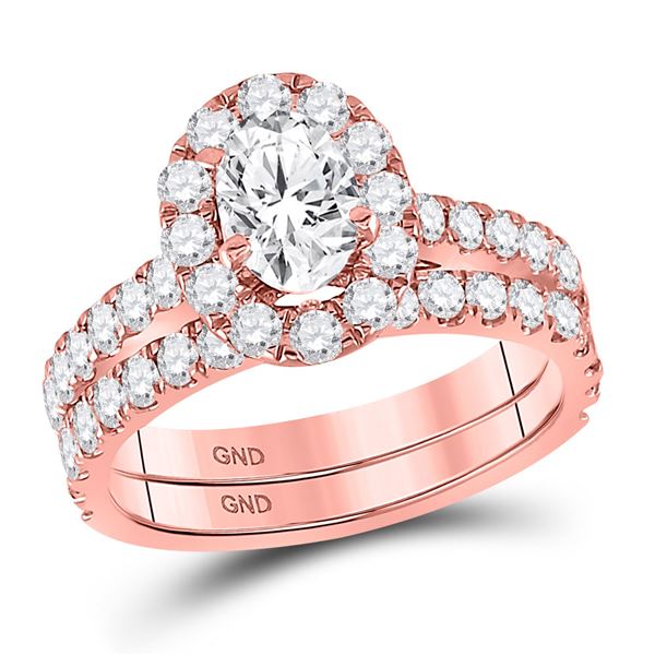Bridal Wedding Ring Band Set 1-7/8 Cttw 14KT Rose Gold