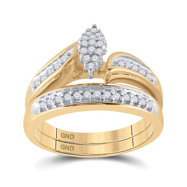 Diamond Bridal Wedding Ring Band Set 1/4 Cttw 10KT Yellow Gold