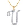 Image 1 : Round Diamond Initial U Letter Pendant 1/5 Cttw 10KT Yellow Gold