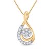 Image 1 : Round Diamond Flower Cluster Teardrop Pendant 1/10 Cttw 10KT Yellow Gold