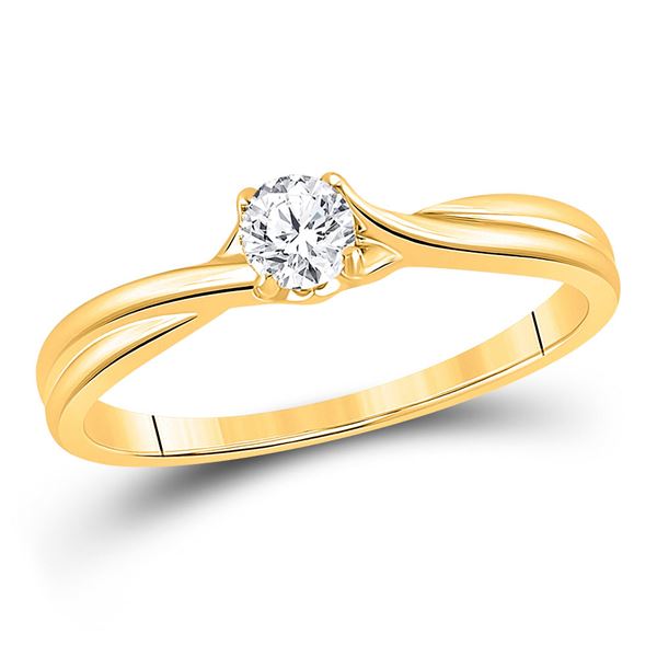 Round Diamond Solitaire Bridal Wedding Engagement Ring 1/4 Cttw 14KT Yellow Gold