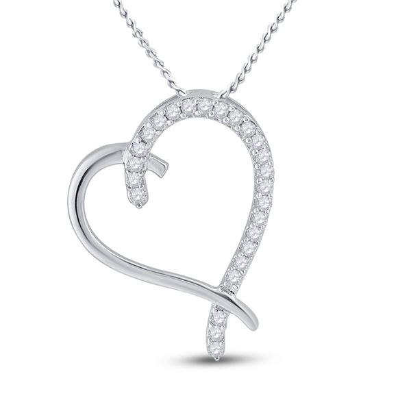 Round Diamond Heart Pendant 1/6 Cttw 10KT White Gold