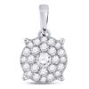 Image 1 : Round Diamond Cluster Pendant 1/2 Cttw 14KT White Gold