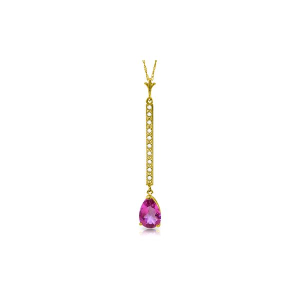 Genuine 1.80 ctw Pink Topaz & Diamond Necklace 14KT Yellow Gold - REF-33Z8N