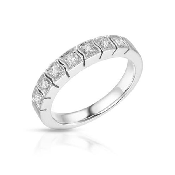 Natural 0.19 CTW Diamond Band Ring 14K White Gold - REF-72W2H