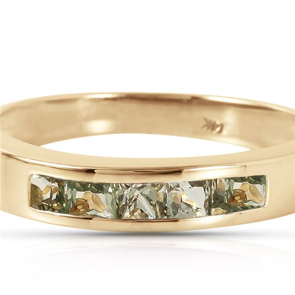 Genuine 0.60 ctw Green Sapphire Ring 14KT Yellow Gold - REF-49N2R