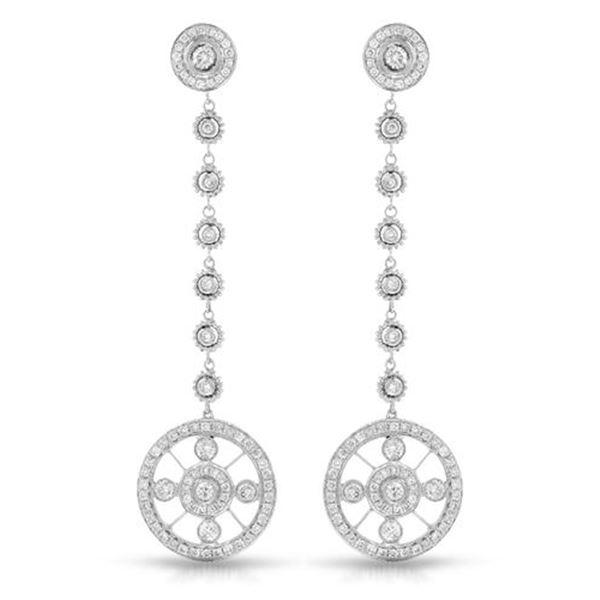 Natural 1.37 CTW Diamond Earrings 18K White Gold - REF-212K4R