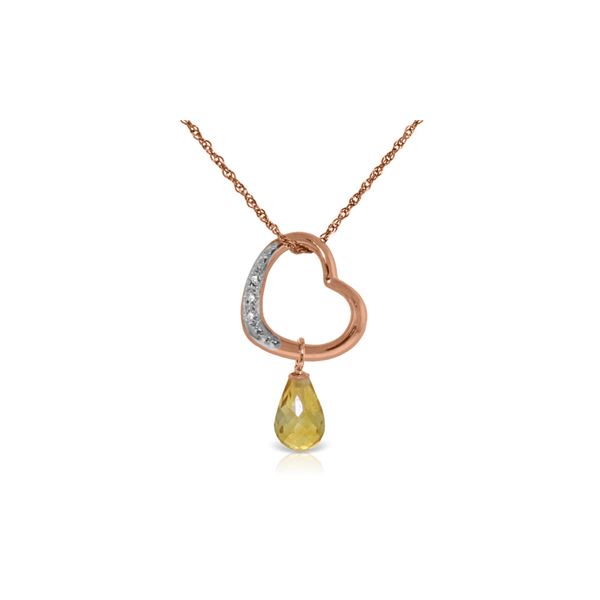 Genuine 2.28 ctw Citrine & Diamond Necklace 14KT Rose Gold - REF-40Y7F