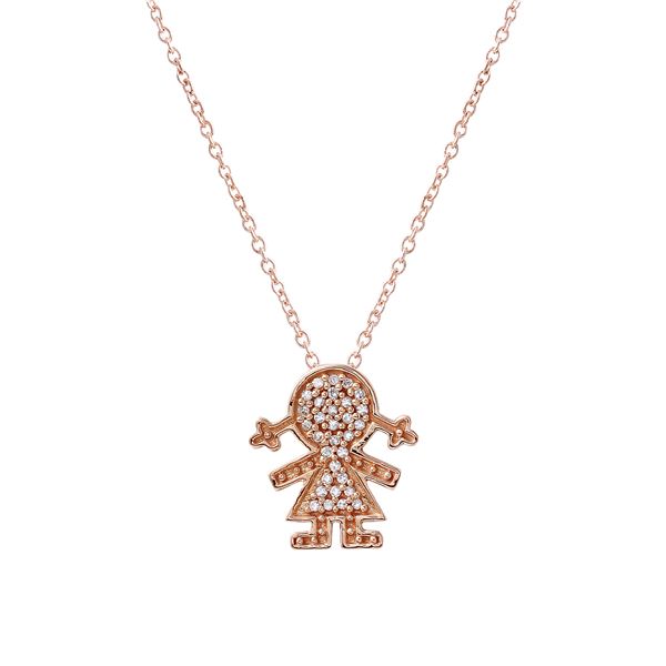 Natural 0.11 CTW Diamond Necklace 14K Rose Gold - REF-25T2X