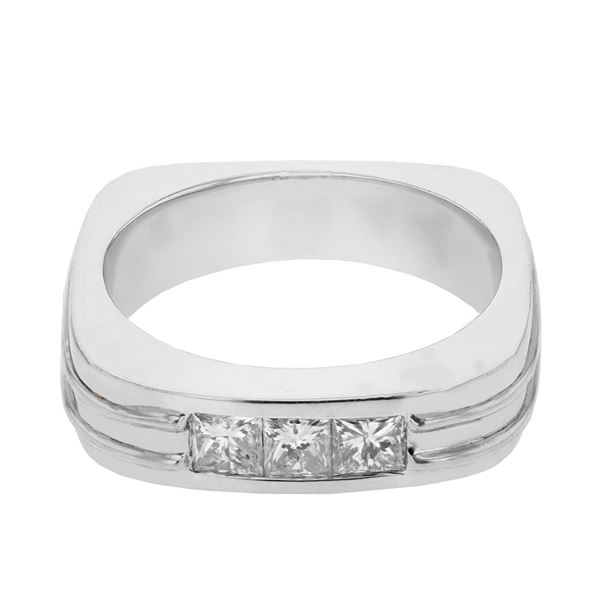 Natural 0.65 CTW Princess Diamond Ring 14K White Gold - REF-238T5X