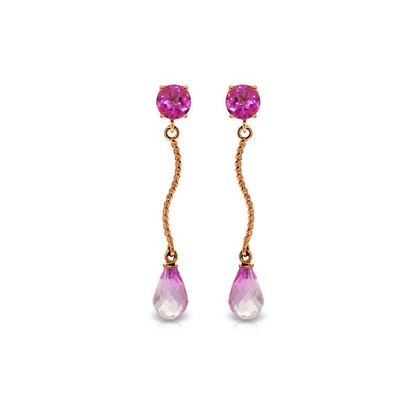 Genuine 4.3 ctw Pink Topaz Earrings 14KT Rose Gold - REF-24K4V