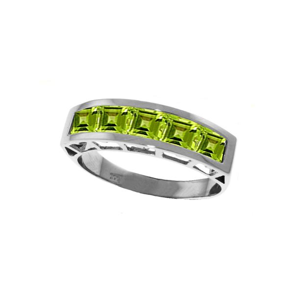 Genuine 2.25 ctw Peridot Ring 14KT White Gold - REF-54T2A