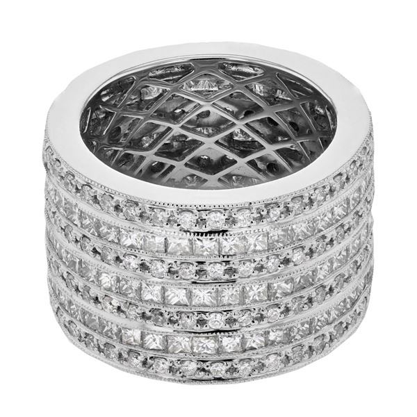 Natural 5.15 CTW Princess Diamond Ring 18K White Gold - REF-698F4M