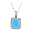 Image 1 : Natural 7.46 CTW Turquoise & Diamond Necklace 14K White Gold - REF-92N7Y