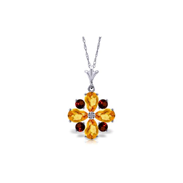 Genuine 2.43 ctw Citrine & Garnet Necklace 14KT White Gold - REF-29P7H