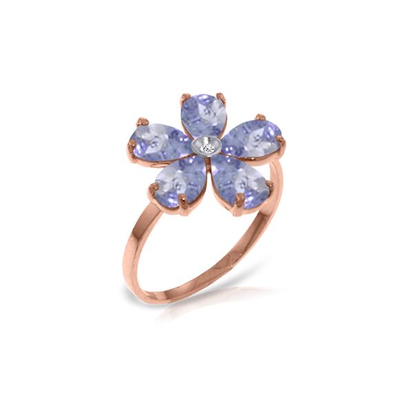 Genuine 2.22 ctw Tanzanite & Diamond Ring 14KT Rose Gold - REF-52R3P