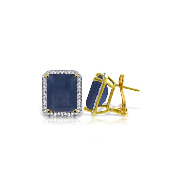Genuine 13.2 ctw Sapphire & Diamond Earrings 14KT Yellow Gold - REF-197V5W