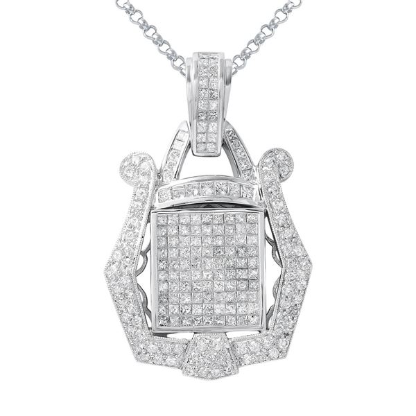 Natural 3.65 CTW Diamond & Princess Diamond Pendant 18K White Gold - REF-556W2H