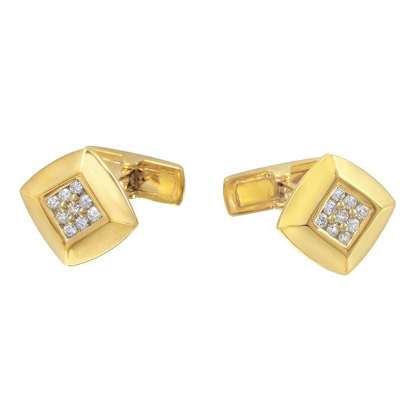 Natural 0.48 CTW Diamond Cuff Links 18K Yellow Gold - REF-157W5H