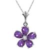 Image 1 : Genuine 2.22 ctw Amethyst & Diamond Necklace 14KT White Gold - REF-30T2A