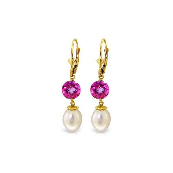 Genuine 11.10 ctw Pink Topaz Earrings 14KT Yellow Gold - REF-28R3P