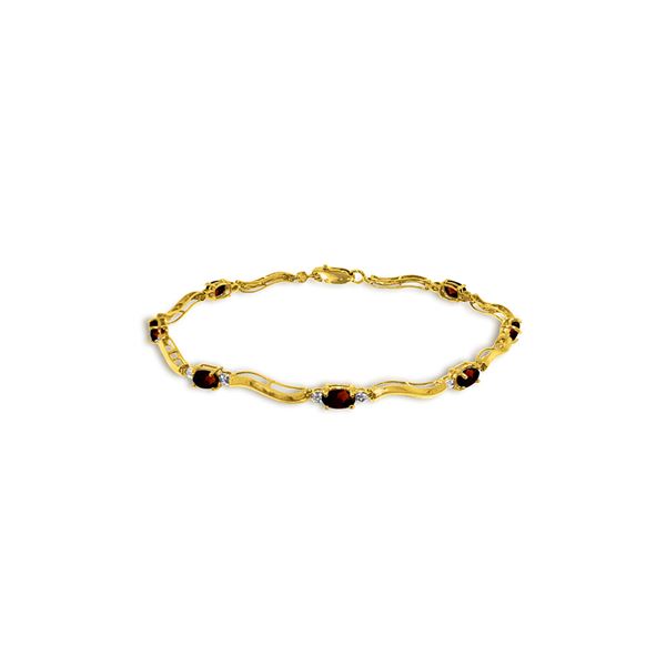 Genuine 2.01 ctw Garnet & Diamond Bracelet 14KT Yellow Gold - REF-76F7Z
